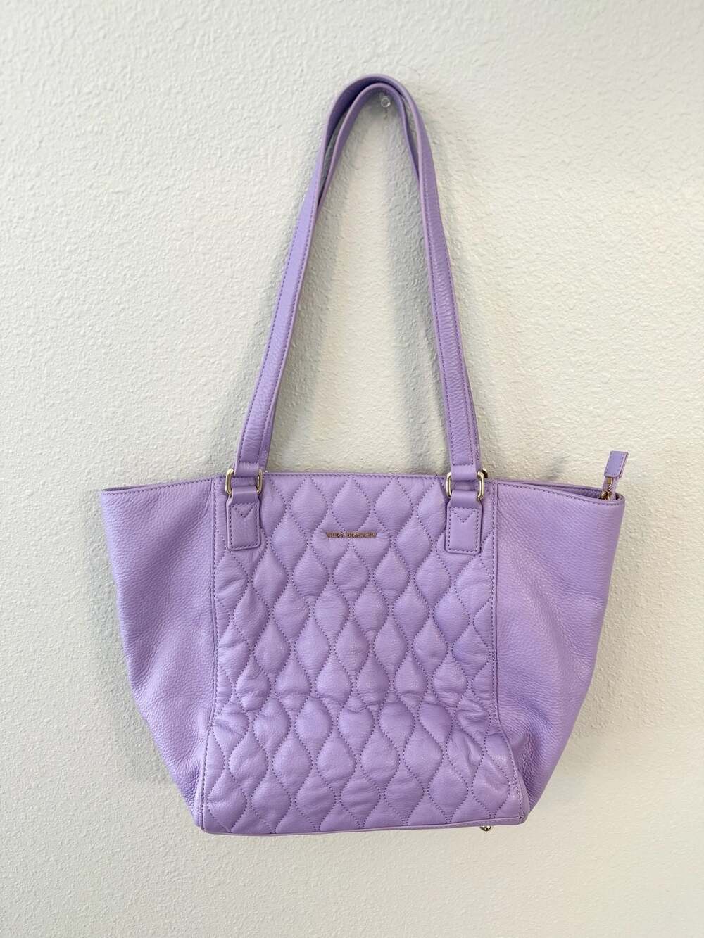 Vera Bradley Quilted Leather Lavender Ella Tote Bag